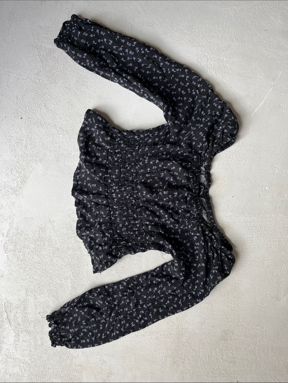 art class Black and purplish Grayish Floral Top